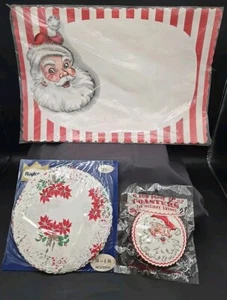 Vintage Weihnachten Gastgeber Party Papier Ensemble Puppen Tischsets und Untersetzer  - Bild 1 von 13