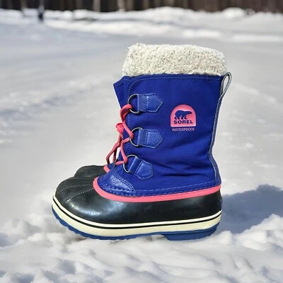 Sorel Yoot Pac Snow Boots Youth 2 Rain Waterproof Insulated Purple Neon Pink - Image 1 of 4