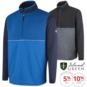 ISLAND GREEN 2023 HERREN THERMO GERIPPTE PASSE 1/4 REISSVERSCHLUSS GOLFPULLOVER / NEU MODELL 2023
