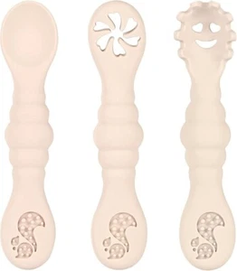 3 PCS Baby Silicone Spoon & Fork Utensils Self Feeding Weaning Cutlery Set - Picture 1 of 17