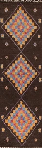 thick-Plush Geometric Moroccan Oriental Runner Rug Hand-knotted Wool 3X13 Carpet - Picture 1 of 12