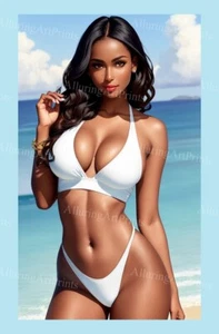 Bikini con estampado fotográfico modelo negro bastante tetona tetas grandes-CC539 - Imagen 1 de 1