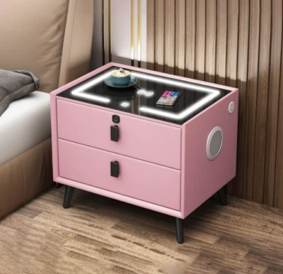 Smart Nightstand with Charging Station,Bedroom Side Tables with Fingerprint Lock - Image 1 of 4