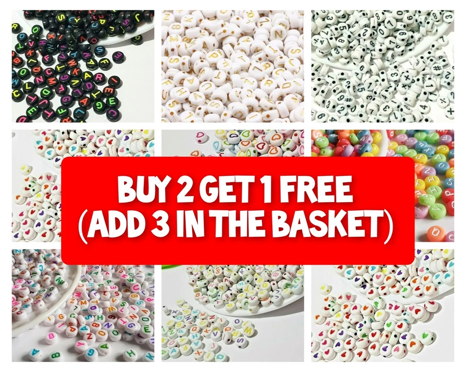 100/200 Pcs Alphabet Letter Mixed Color Beads Flat For Jewelery Making Xmas Gift - Image 1 of 1