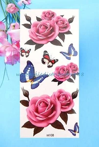 -cool small wrist tattoo butterfly rose flower temporary tattoo sticker - Picture 1 of 3