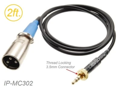 2ft 3.5mm TRS Locking Male to XLR 3-Pin Male Cable for Sennheiser/Sony Mic Syst. - Image 1 of 3