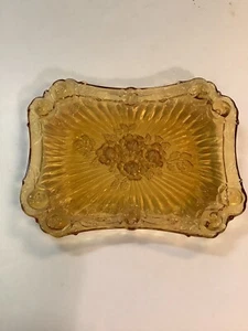 Vintage Amber Glass ROSE accent Dish or Ring Tray. - Picture 1 of 4