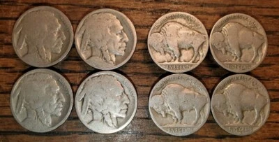 Vintage Buffalo Nickel Button Covers Old Authentic Indian Head 5 Cent *Lot of 8* - Image 1 of 2