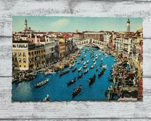 AK Venedig Venezia Rialto Brücke Gondel Turm Architektur alt Postkarte Vintage - Picture 1 of 2