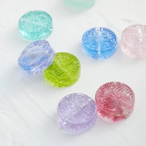 5pcs 14mm Flat Rondelle Carved Handmade Lampwork Crystal Glass Beads DIY Making - Picture 1 of 8