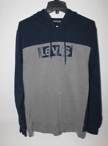 Levis Mens Large fleece lined pullover hoodie dark blue & grey. - Picture 1 of 12