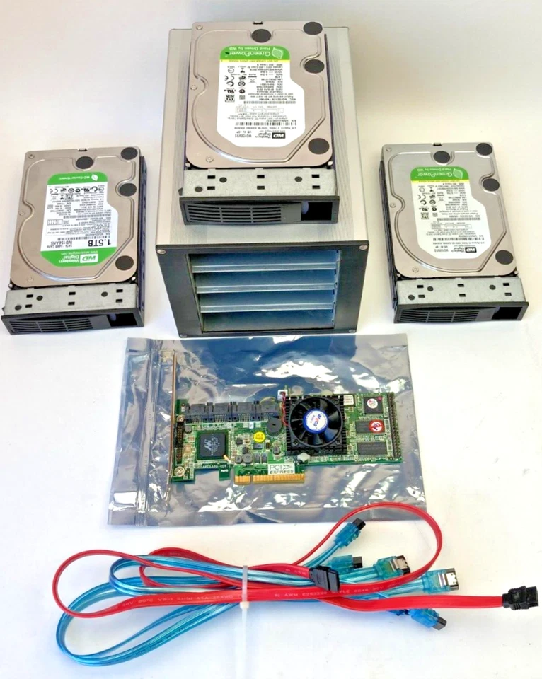 ARECA ARC1220 8 PORT SATAII RAID 3Gbps PCIe w/ Hard Drives and Enclosure - Image 1 of 4