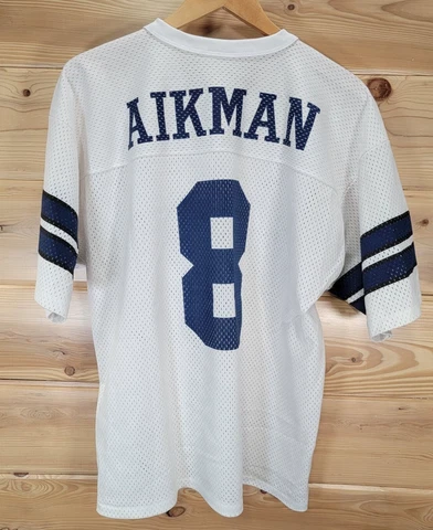 VTG TROY AIKMAN Dallas Cowboys Jersey NFL Football Logo Athletic Size L Stain Cover