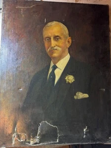Antique American School "Formal Male Portrait" Oil Painting - For Restoration - Picture 1 of 14