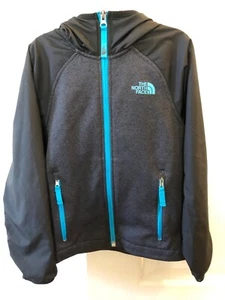 North Face KINDER Windbreaker Jacke mit Kapuze Gr. xs/tp 6 schwarz mit blauen Details - Bild 1 von 3