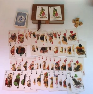 VINTAGE BULLFIGHTING PLAYING CARDS complete (2) deck, Dice, Carry Case - Mexico - Picture 1 of 12