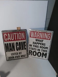 Caution Warning Man Cave Tin Signs 11.5x8...Ships Fast - Picture 1 of 3