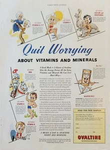 1942 Ovaltine food drink Vintage ad Quit worrying about vitamins and minerals - Picture 1 of 1