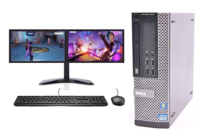 Gaming PC Bundle Intel Core i7 8GB 1TB GT710 DUAL SCREEN Win 10 ULTRA FAST - Image 1 of 4