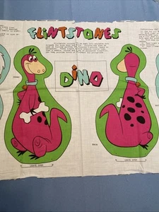 Vintage Cut & Sew Fabric Panel Flintstones Pebbles Bam Bam Dino Hanna Barbera - Picture 1 of 8
