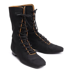 L'EQUIPE YOSHIE INABA Lace-up Canvas Boots Size M (US About 6)(K-160174) - Picture 1 of 12