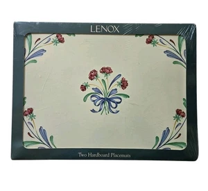 Lenox Poppies on Cream 2 Hardboard Placemats Floral Table Decor Brand New - Picture 1 of 4