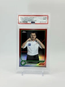 2022 Topps Chrome Formula 1 Guenther Steiner rosso verde rifrattore PSA 9 COME NUOVO - Foto 1 di 3