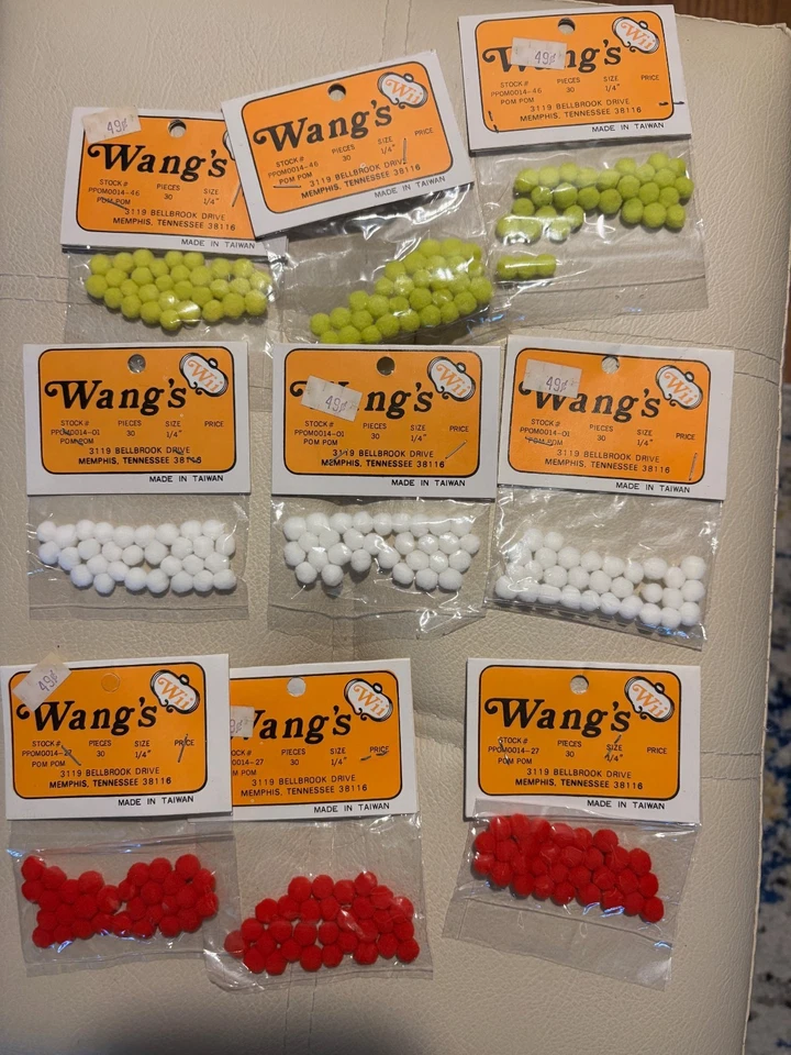 Lote de 9 paquetes sellados NOS Crafting Wang’s Pom Pompones 1/4" 30 piezas NUEVO Foto 1 de 1