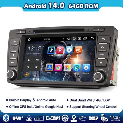8" Autoradio Carplay Android 14 Navi  für Skoda Octavia Superb Yeti GPS DVD 64GB - Bild 1 von 4