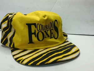 Vintage Colorado Foxes Fußballmütze gelb schwarz Zebramuster Druckknopflasche Made in USA - Bild 1 von 7