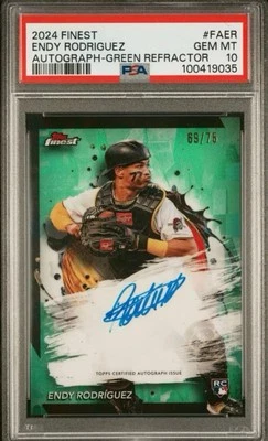 Endy Rodriguez PSA 10 Auto 2024 Topps Finest Green Refractor Pirates #'d /75  - Image 1 of 2