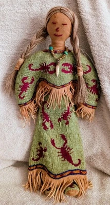 老式复古隐藏夏延串珠娃娃带蝎子连衣裙 — 第 1/4 张图片