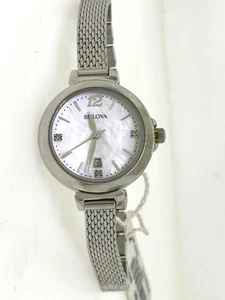 Bulova 96P150 Women's Mother of Pearl Stainless Steel Petite Date Quartz Watch - Picture 1 of 2