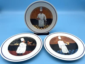 Williams Sonoma Chef Series Salad Plates Set of 6 Navy Blue Rim Excellent 7.75" - Picture 1 of 14