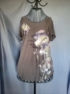 Simply Vera By Vera Wang Large Heather Gray With Graphic T-shirt Blouse - Picture 1 of 12