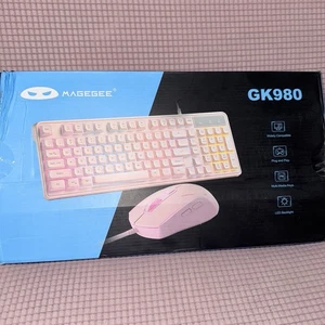 MageGee GK980 Keyboard and Mouse Combo Pink Creamy, Wired, RGB Backlit - Picture 1 of 4