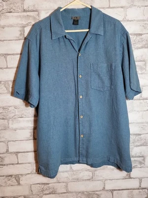 REI Shirt Mens Large Blue Camp Hemp Cotton Blend Short Sleeve - Image 1 of 4