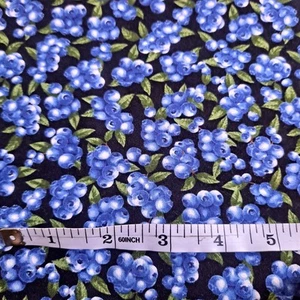 Timeless Treasures Blueberries Cotton Fabric 36" x 42" Quilting Fruit On Black - Picture 1 of 3