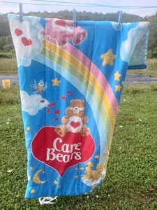 VTG 1982 Care Bears Sleeping Bag American Greetings Corp Rainbow Fabric  - Picture 1 of 11