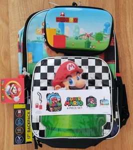 Super Mario 4-teiliges Set 17" Rucksack, Brotdose, Gadget-Tasche, Schlüsselband mit Ausweis... - Bild 1 von 2