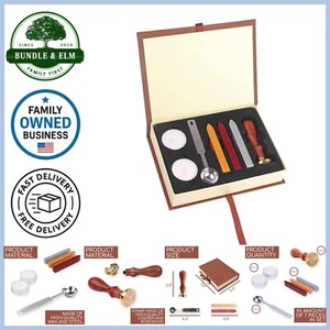 Wax Seal Stamp Kit Brass Vintage Craft Set for Invitations Gift Box - Picture 1 of 9