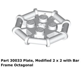 Lego 1x 30033 White Plate, Modified 2 x 2 with Bar Frame 9497