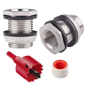 2 Pack Stainless Steel Bulkhead Tank Fittings, Double 3/4" GHT Male to 1/2" N... - Picture 1 of 7