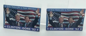 2 Button Pin Pinback Bill Clinton Al Gore 1992 A New Voice For A New America Ch8 - Picture 1 of 3