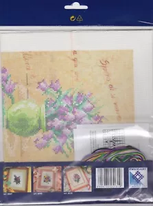 Cross Stitch Embroidery Kit Coloured Preprinted Aida Fabric - Bellflowers - Picture 1 of 3
