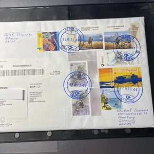 Ukraine Einschreibebrief mit diverser Frankatur seit Kriegsbeginn Warship Krim  - Bild 1 von 3