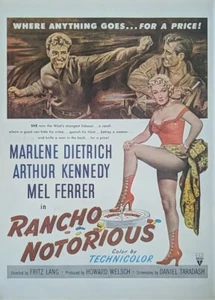 1952 Old Western Rancho Notorious Movie Print Ad, Marlene Dietrich, Kennedy - Imagen 1 de 1