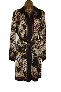 Lipsy Chain Print Shirt Dress 12 Black Gold Long Sleeve Silky Party Occasion - Picture 1 of 19