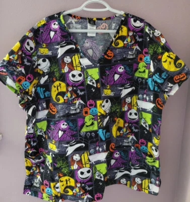 Disney Nightmare Before Christmas Medical Scrub Top Women's Size 3X - Image 1 of 4