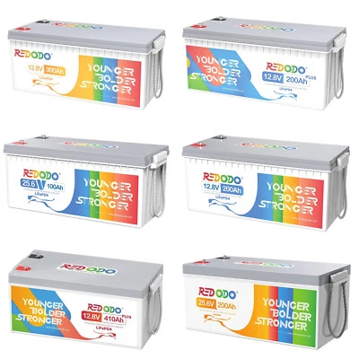 Redodo 12V 100Ah 200Ah 300Ah Lithium Battery LiFePO4 for RV Trolling Motor LOT - Image 1 of 4